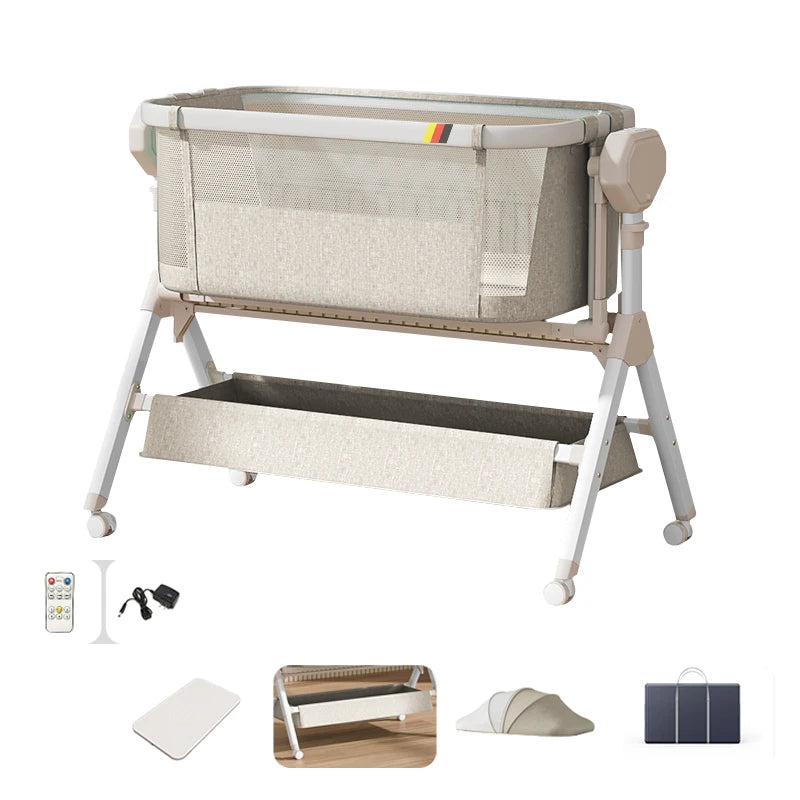 Automatic Rocking Bassinet with Music And Lights Comfortable Soft Mattress