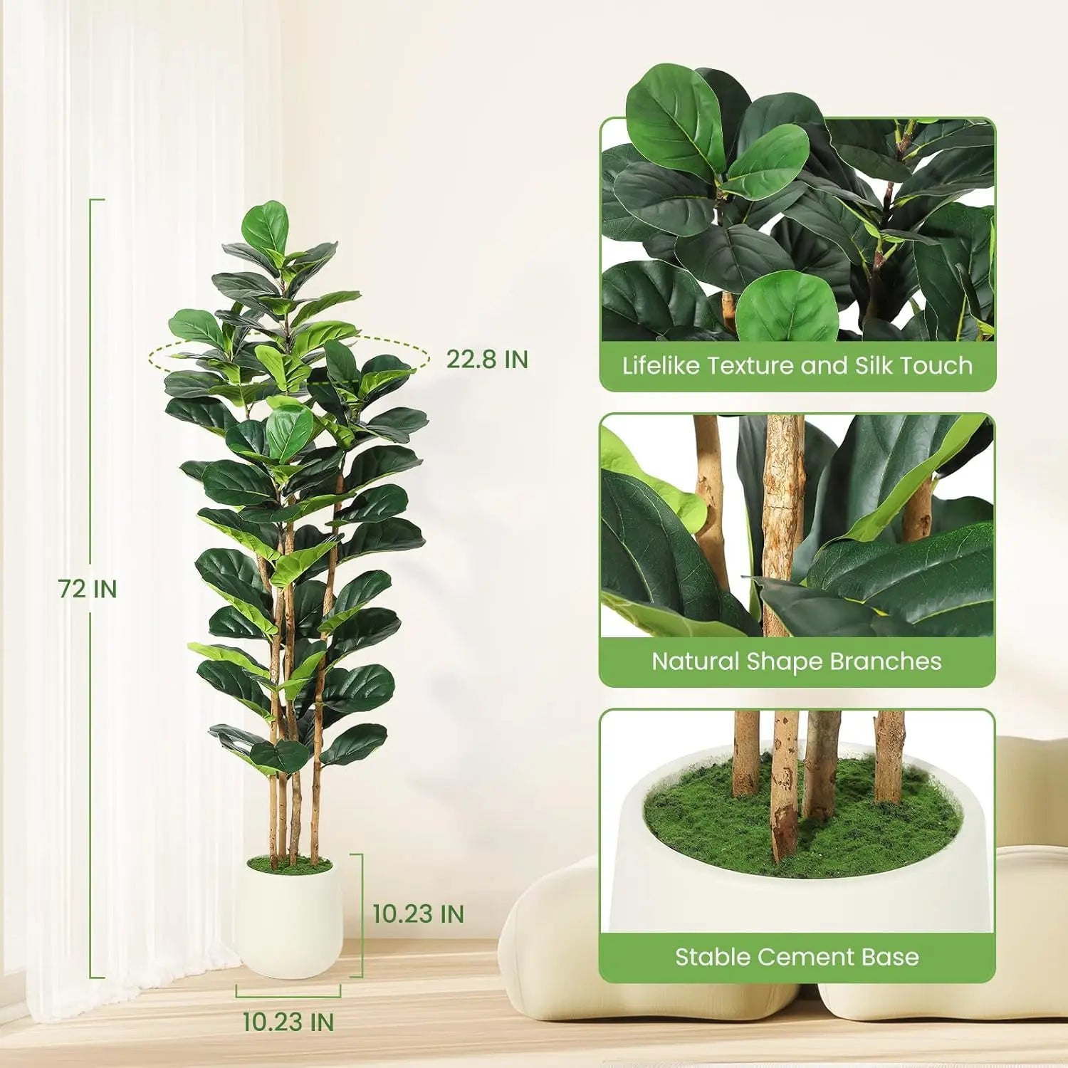 Artificial Fiddle Leaf Fig Tree with P