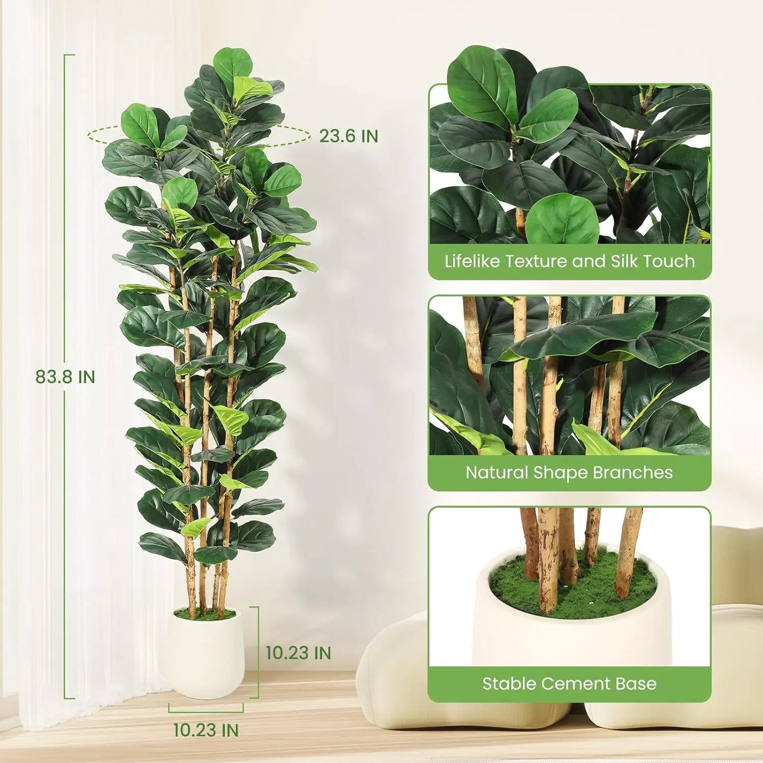 Artificial Fiddle Leaf Fig Tree with P