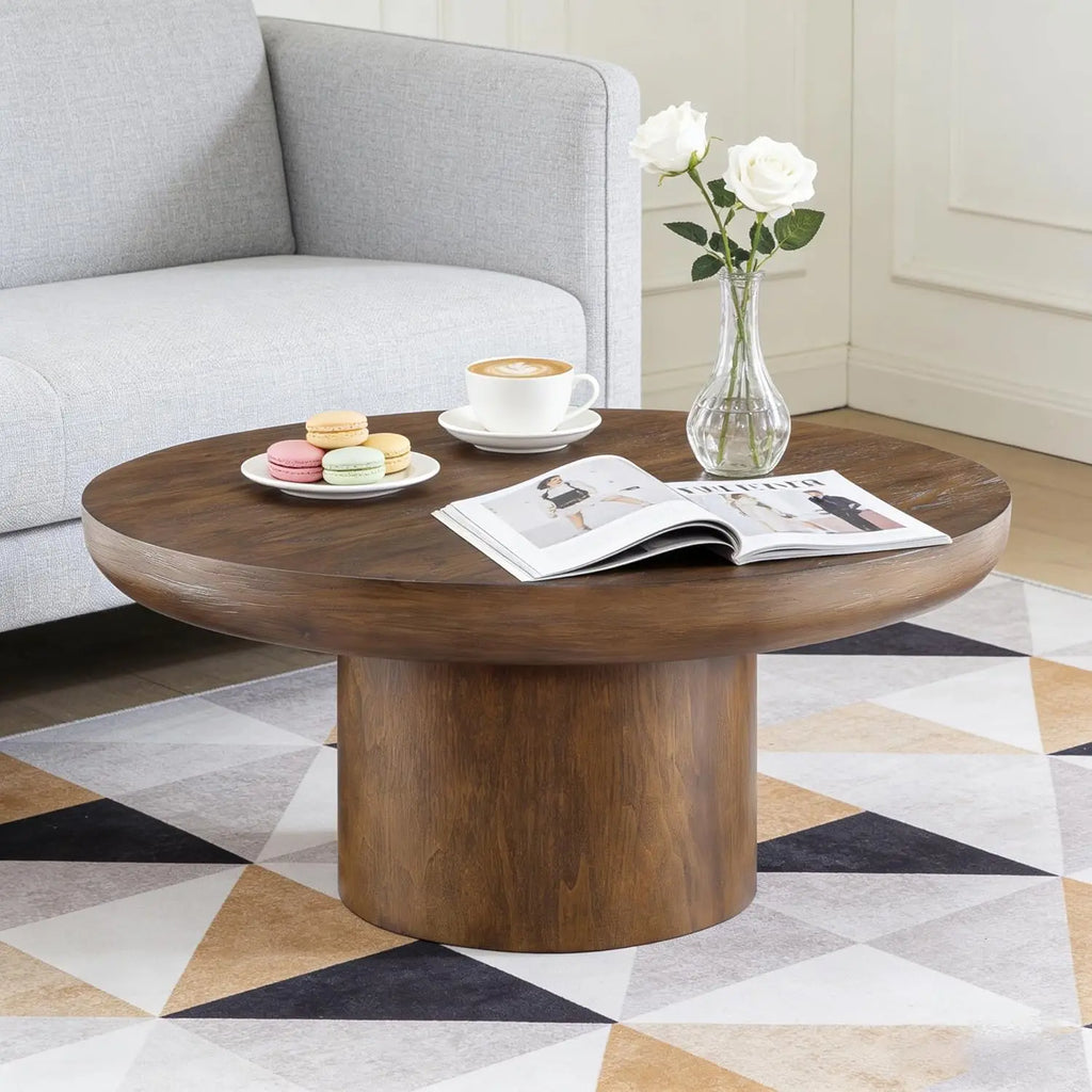 35.98'' Wood Pedestal Coffee Table
