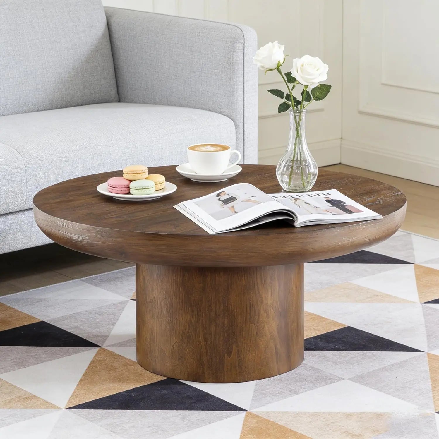 35.98'' Wood Pedestal Coffee Table