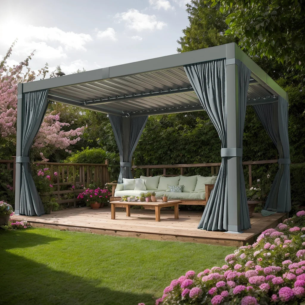 VIWAT 10x12/12x20FT Louvered Pergola, Waterproof Roof All Weather Rust-Resistant Gazebo