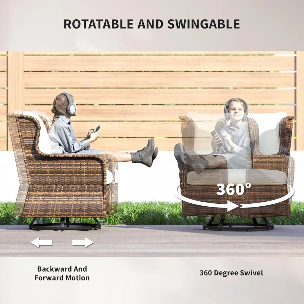 4 Piece PE Rattan Outdoor Patio Furniture Set