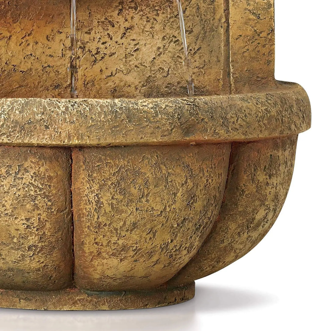Royal Lion Head Faux Stone Wall Fountain with Light