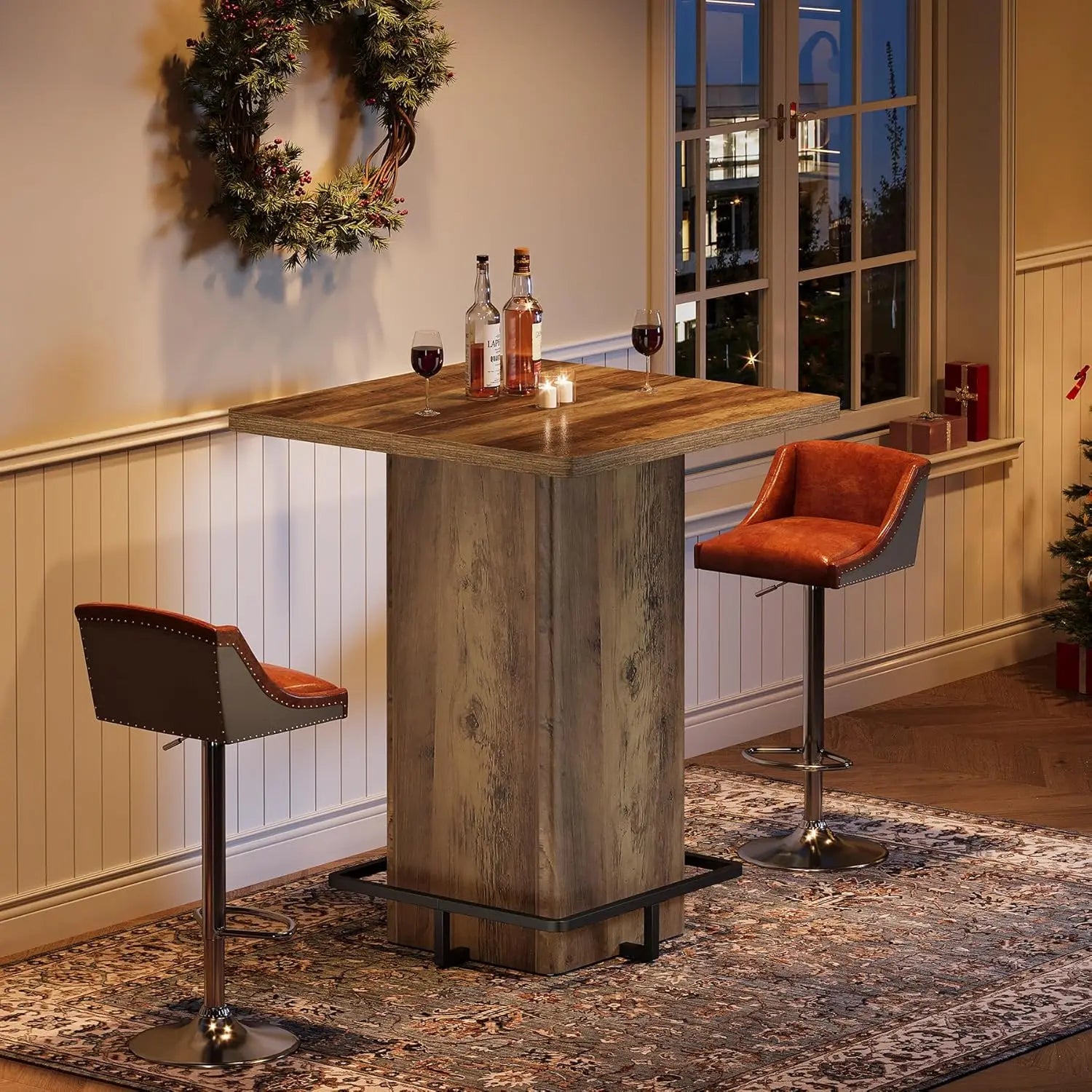 Bar Table, 39.37" High Square Pub Table