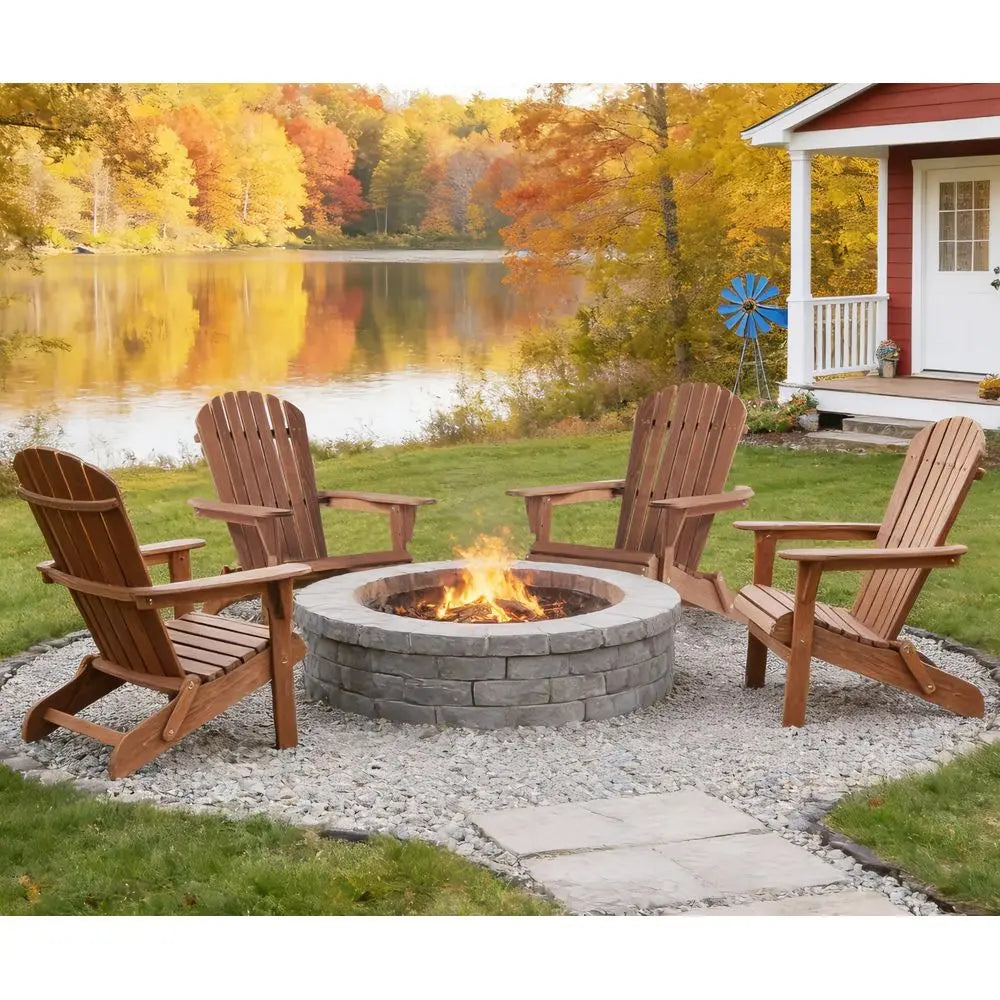 Outdoor Wooden Folding Adirondack Chair Set of 2