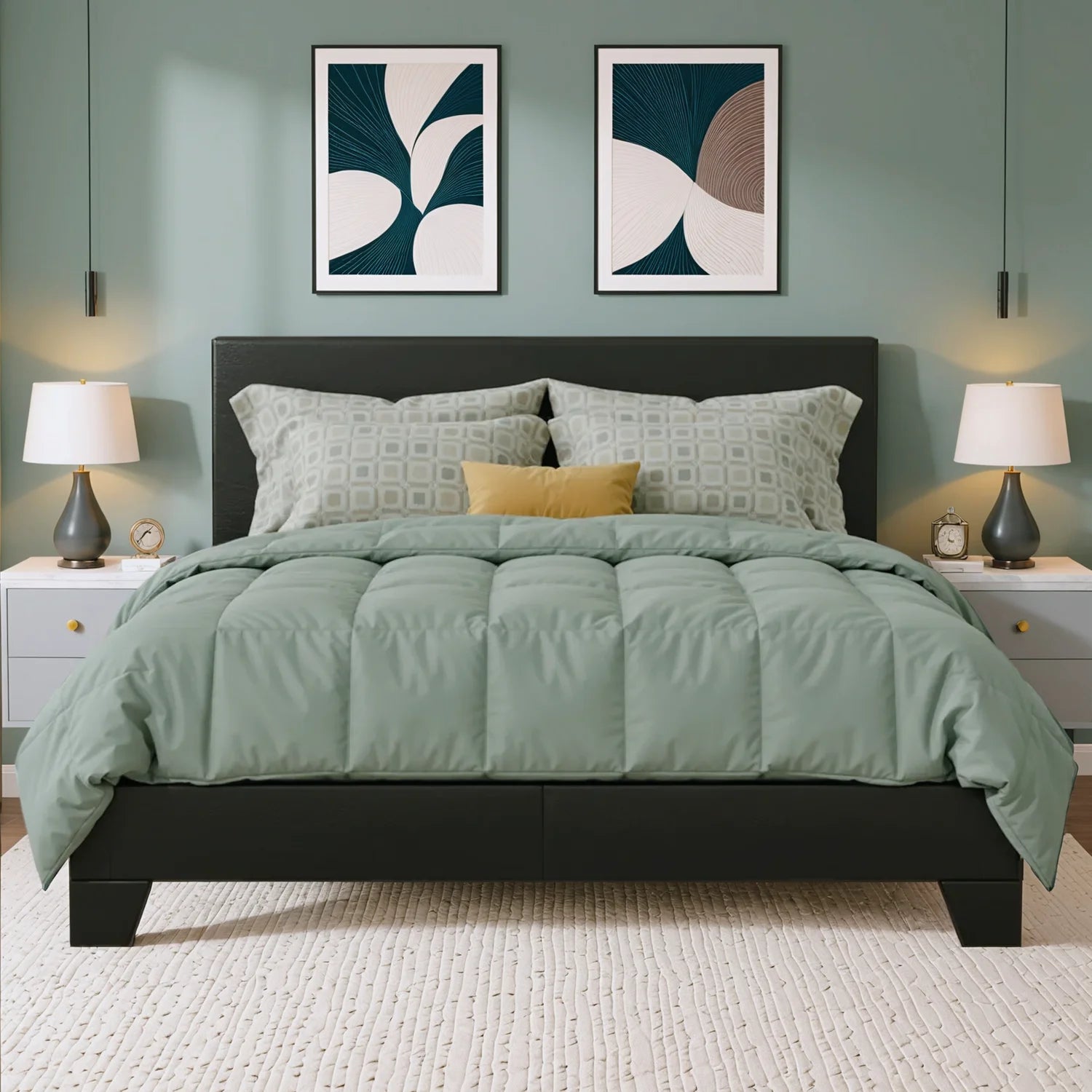HOOMIC Full/Queen/King Upholstered Bed Frame with Adjustable Linen Headboard