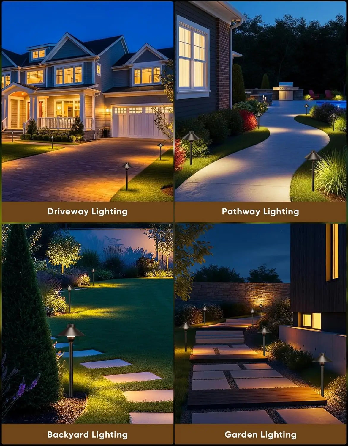 6-Pack Low Voltage Pathway Lights, Waterproof Bronze Aluminum