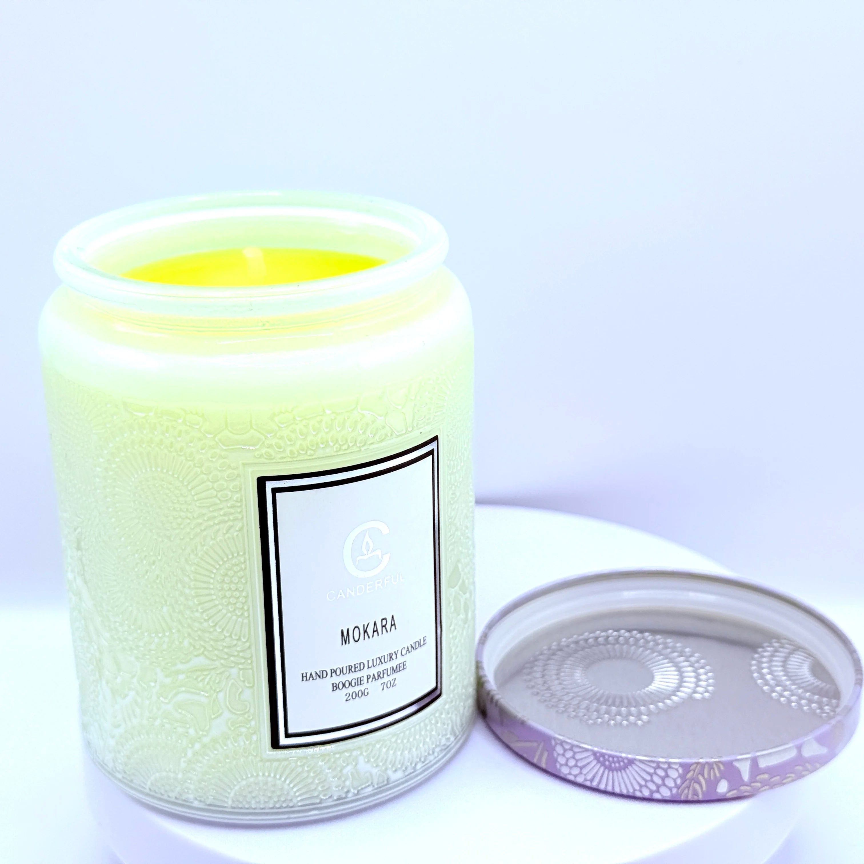 Embossed Glass Scented Candle Soy Wax Aromatherapy Candle