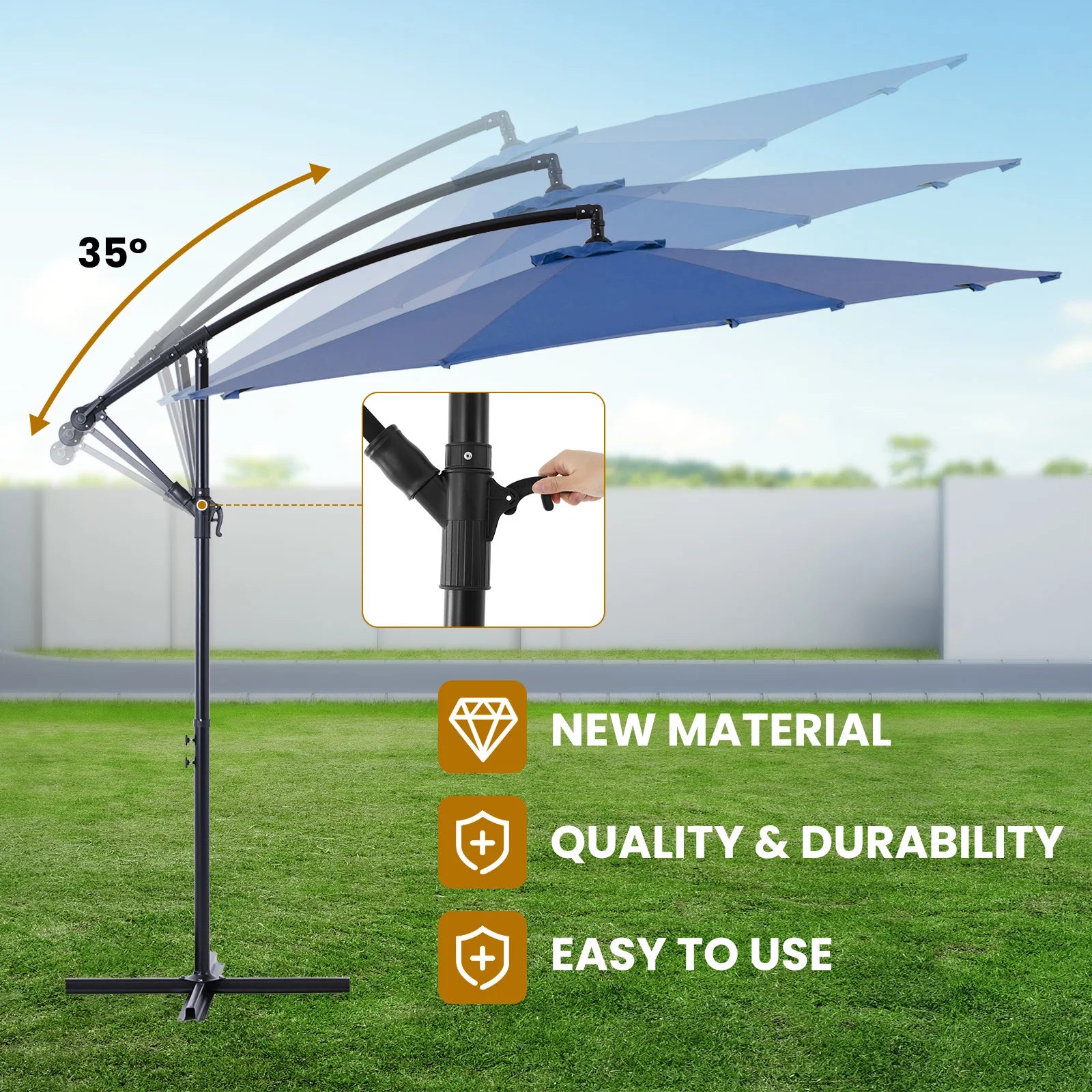 JHK 10FT Outdoor Patio Umbrella Hanging Cantilever