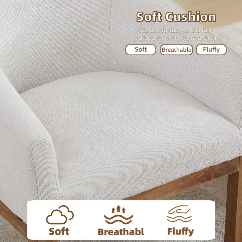Mid Century Modern Dining Chairs Set of 4,Linen Upholstered Barrel Dining Chairs with Arms