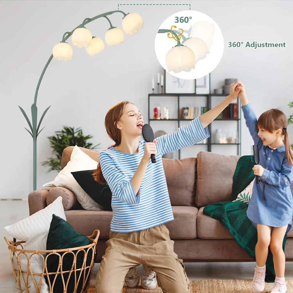 Arc Floor Lamp with Flower Design