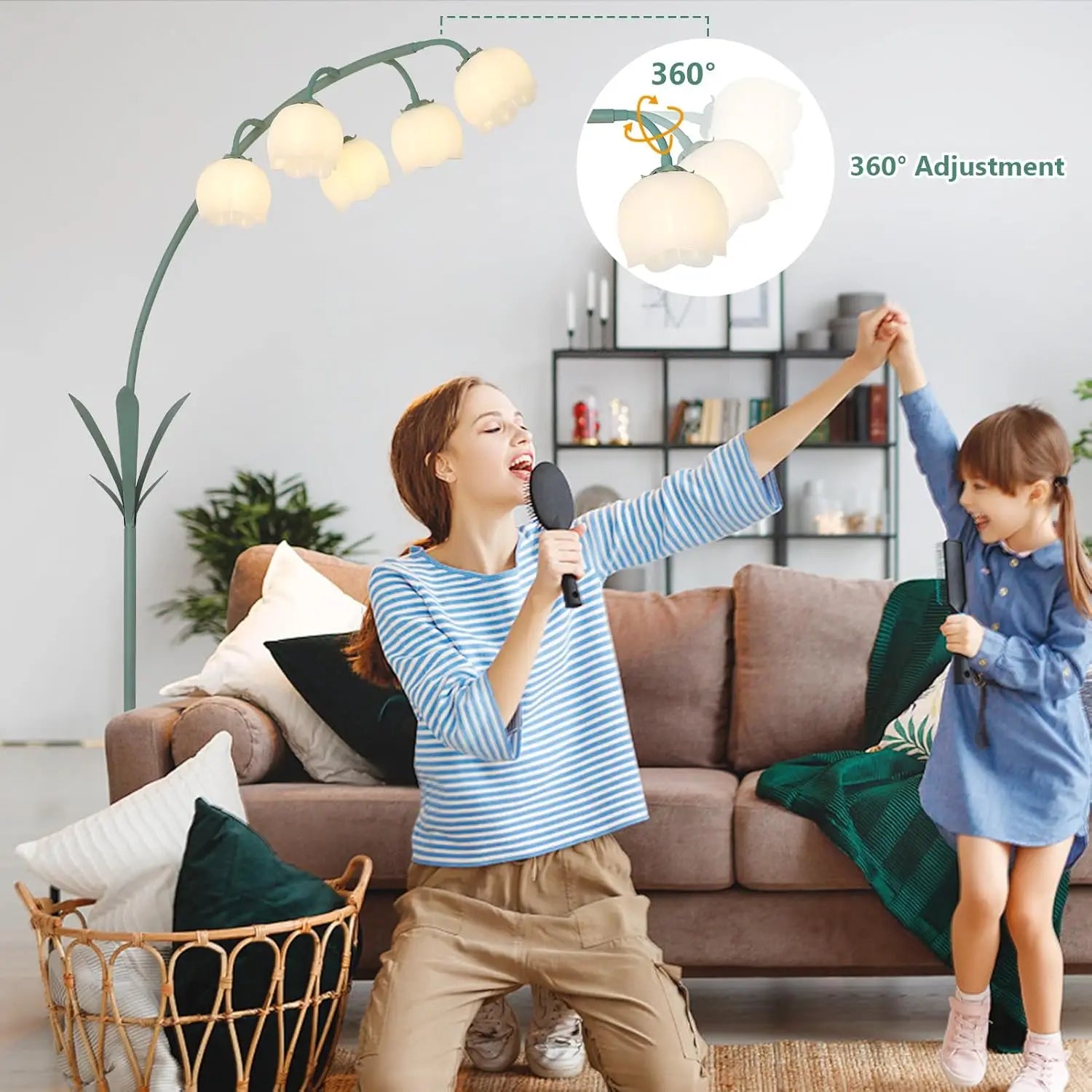 Arc Floor Lamp with Flower Design