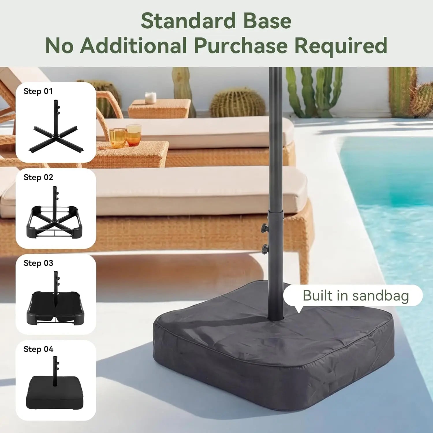 15ft Patio Umbrella with Base Included