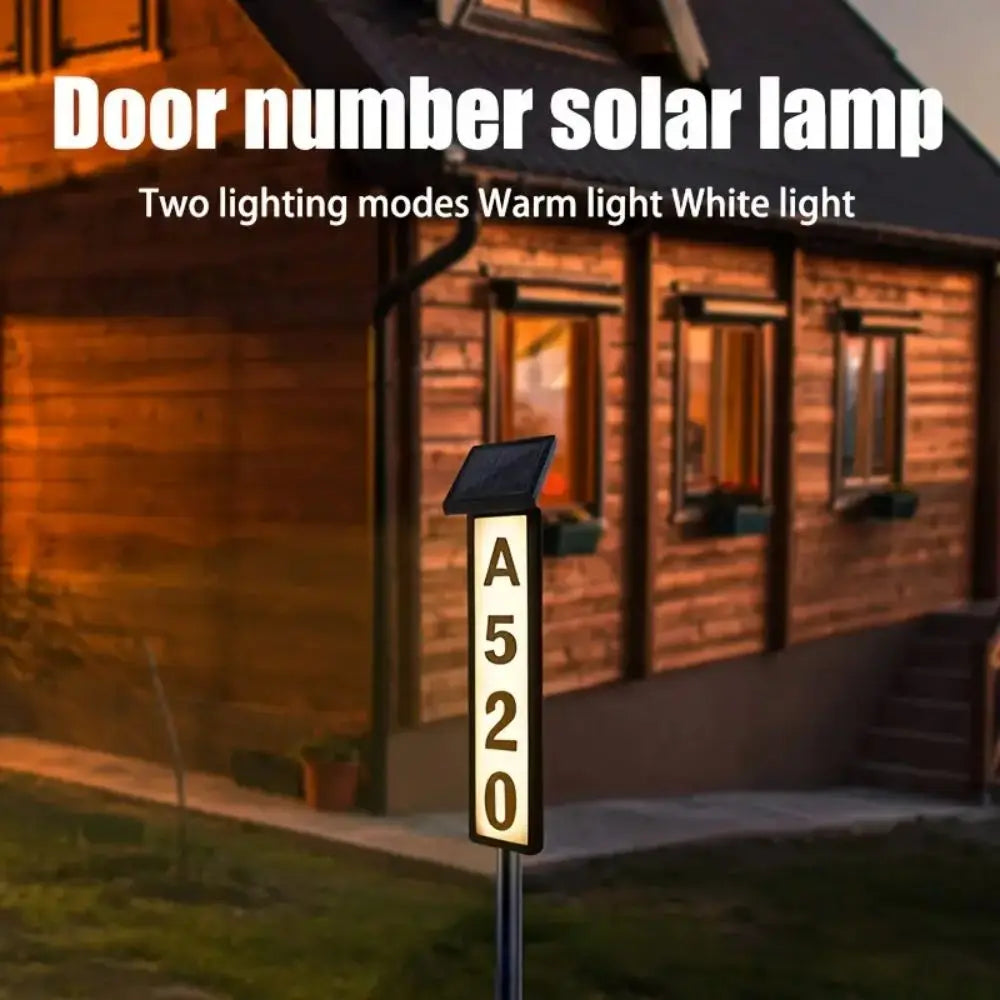 Solar Light Powered House Number, Address Sign With Lighting, Pole Mount