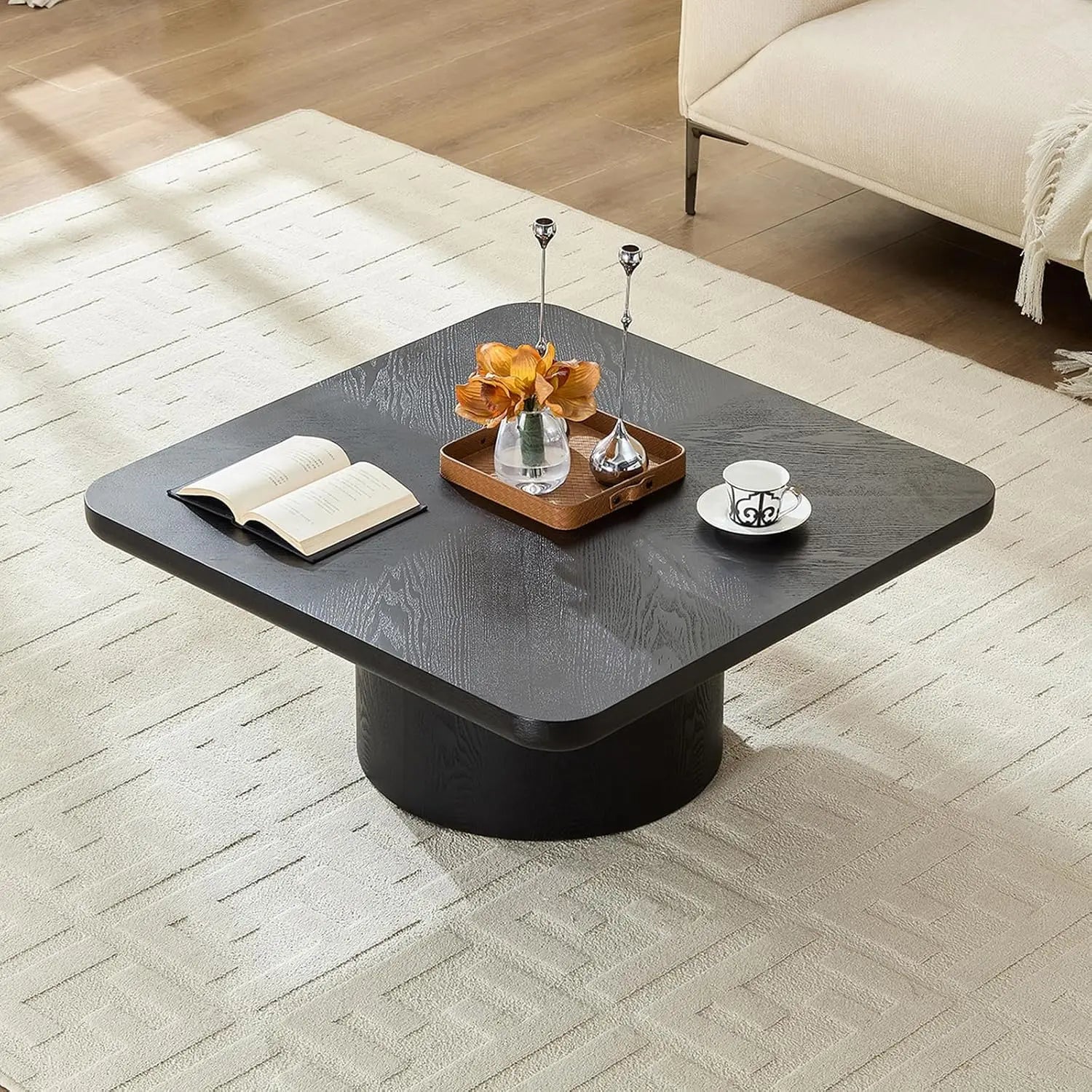 35.98'' Wood Pedestal Coffee Table