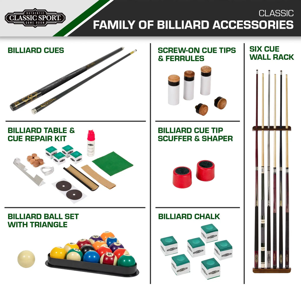 Billiard Pool Set with Cue Ball and Triangle Rack - Standard Resin Balls