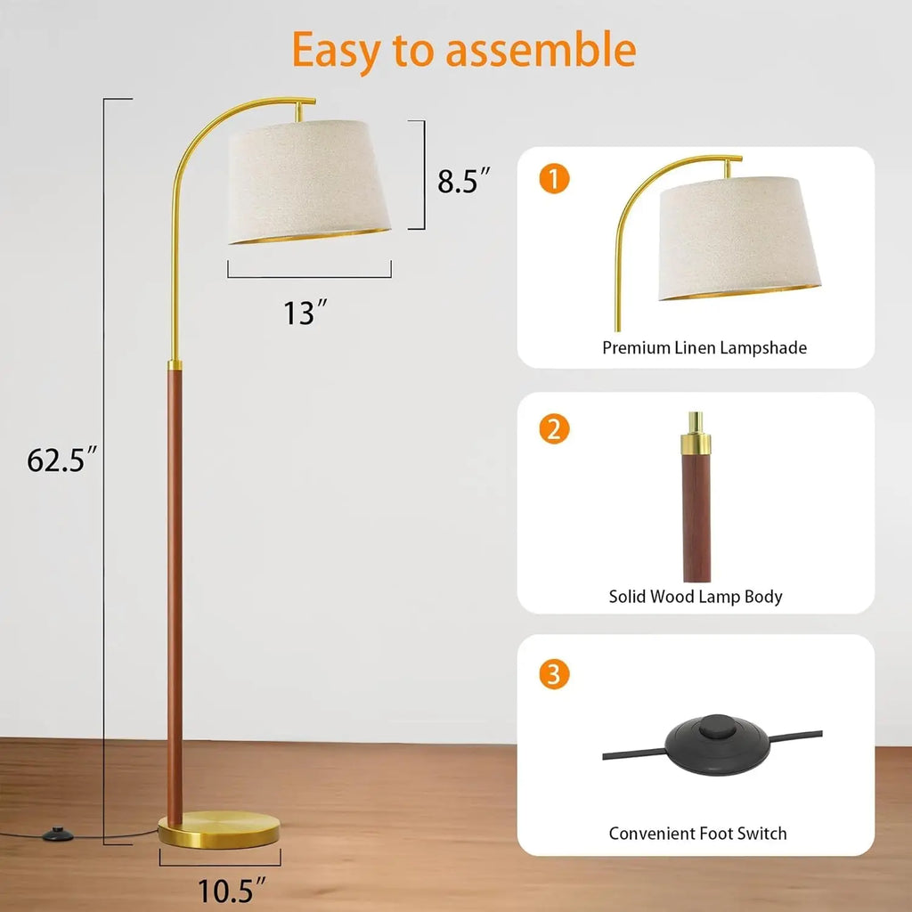 62.5" Gold Arc Floor Lamp