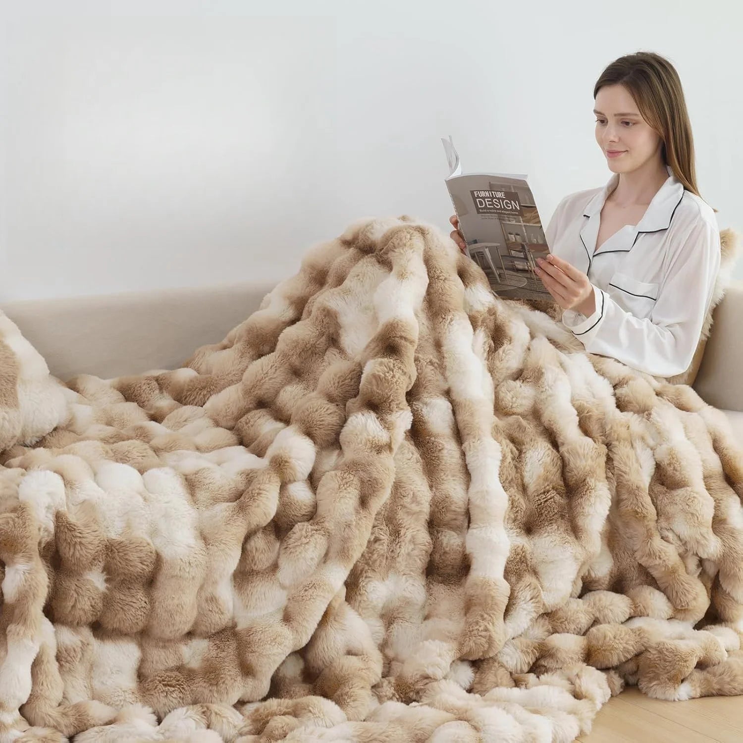 ROSEKIND Faux Fur Throw Blanket