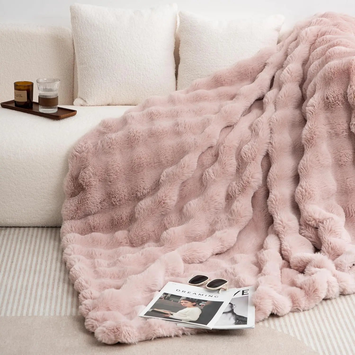 ROSEKIND Faux Fur Throw Blanket