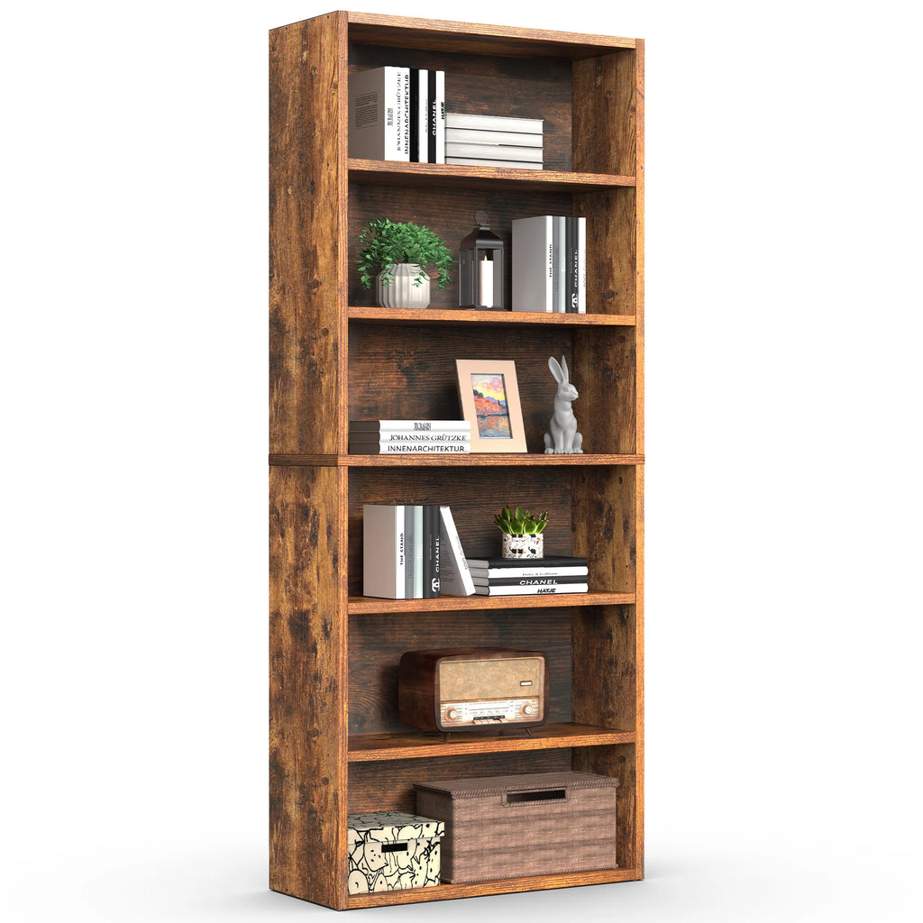 MCQ 6 Shelf Bookcase Wooden Large 63 Inch Tall Bookcase
