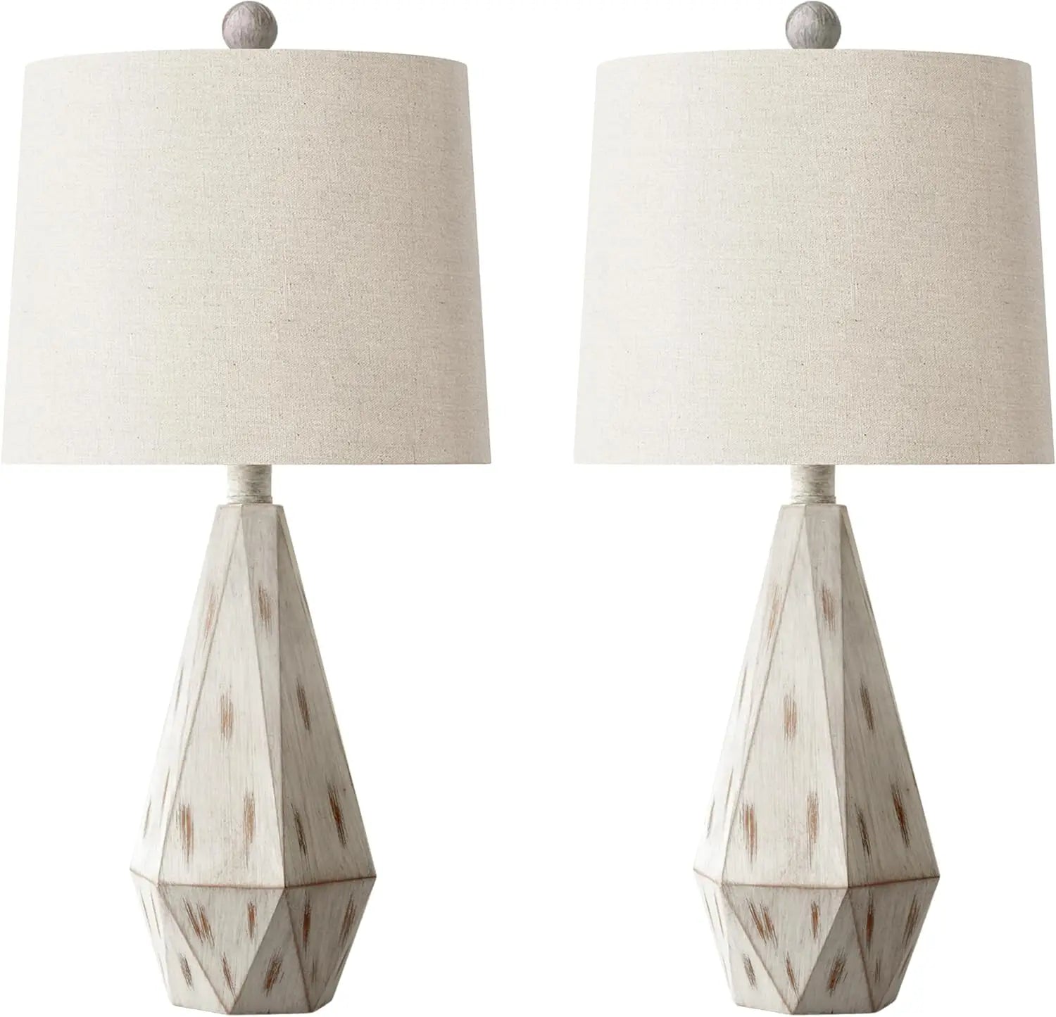 Set of 2 Beige Rustic Farmhouse Table Lamps