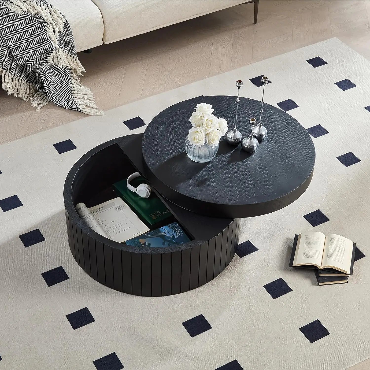 35.98'' Wood Pedestal Coffee Table