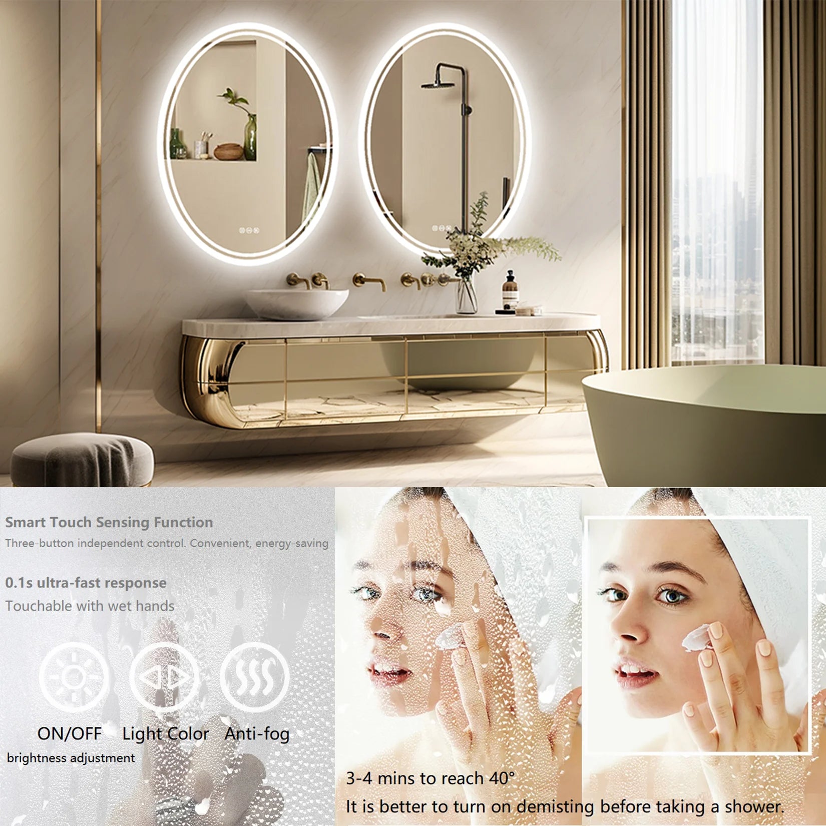 LED Bathroom Mirror Backlit Round