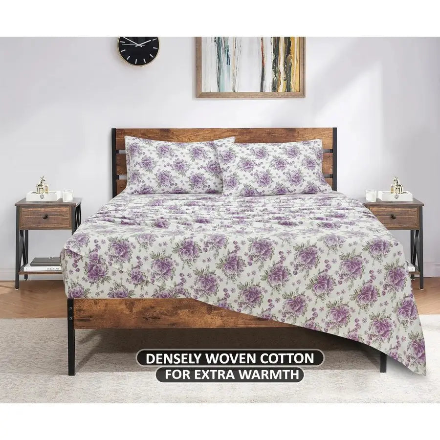 4 Piece 100 Cotton Flannel Sheets Queen Size Bed Set