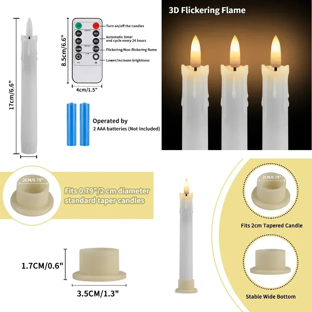 LED Taper Candle with Remote Flameless Flickering Electronic Candle