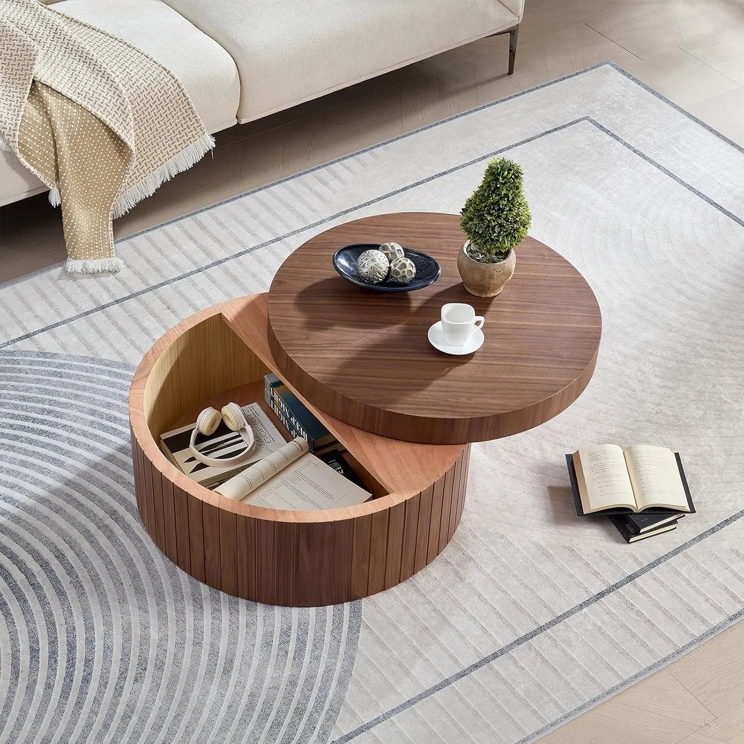 35.98'' Wood Pedestal Coffee Table