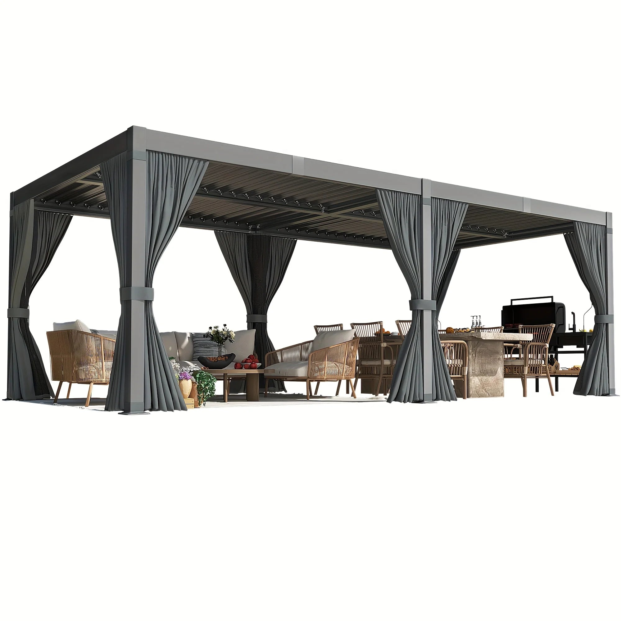 VIWAT 10x12/12x20FT Louvered Pergola, Waterproof Roof All Weather Rust-Resistant Gazebo