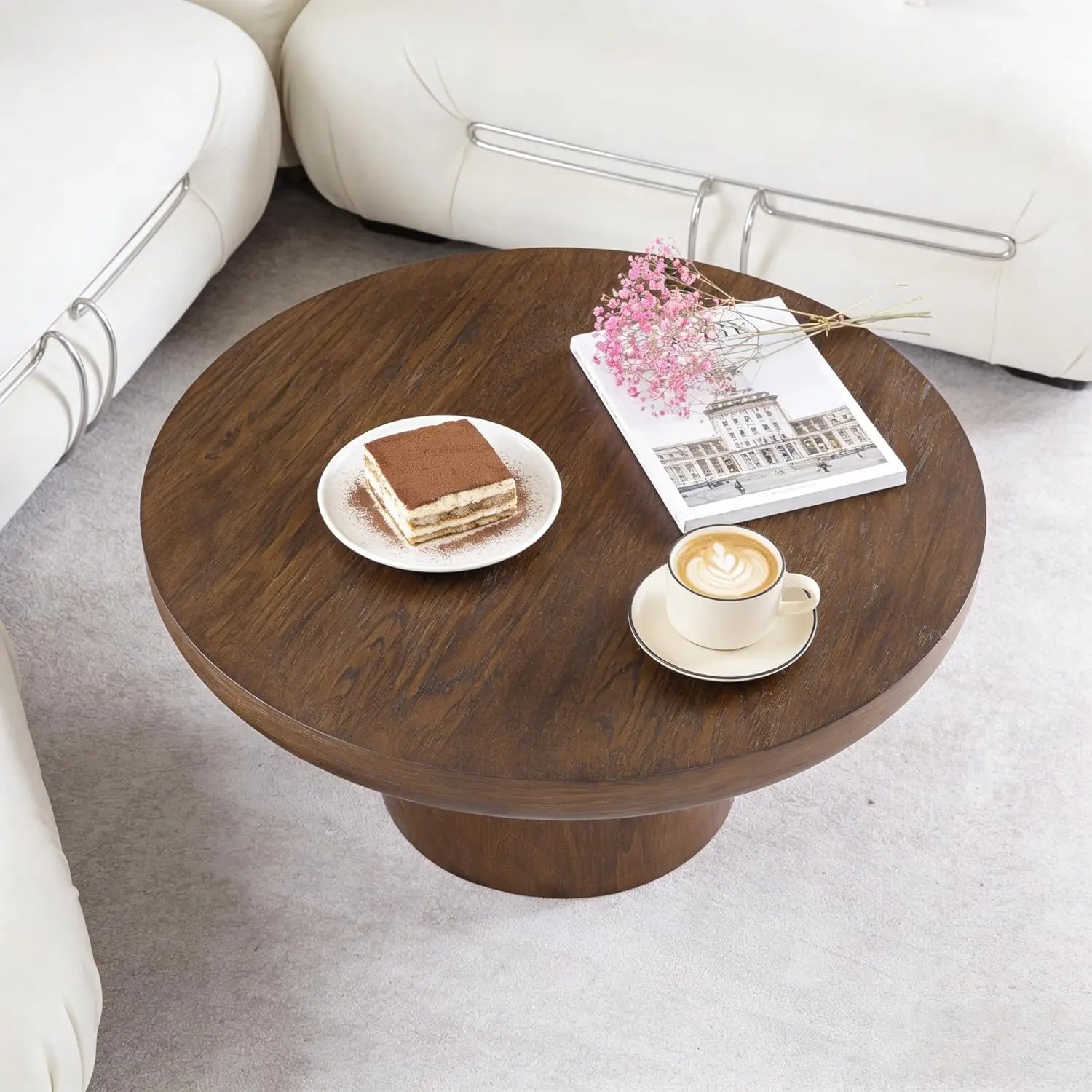 35.98'' Wood Pedestal Coffee Table