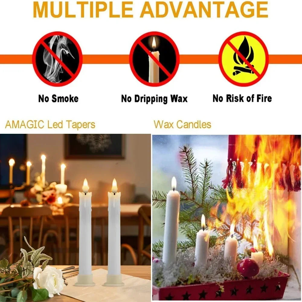 LED Taper Candle with Remote Flameless Flickering Electronic Candle