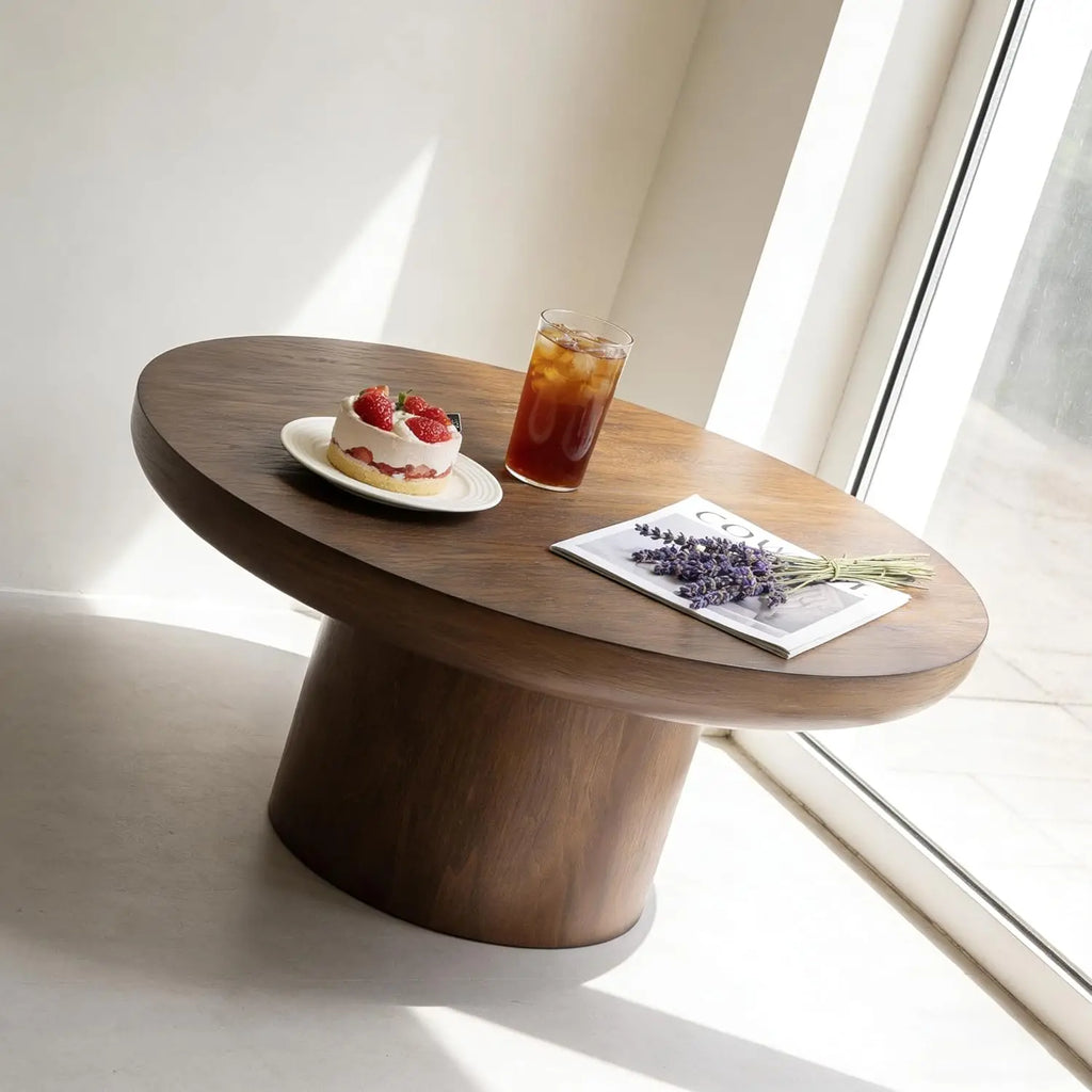 35.98'' Wood Pedestal Coffee Table
