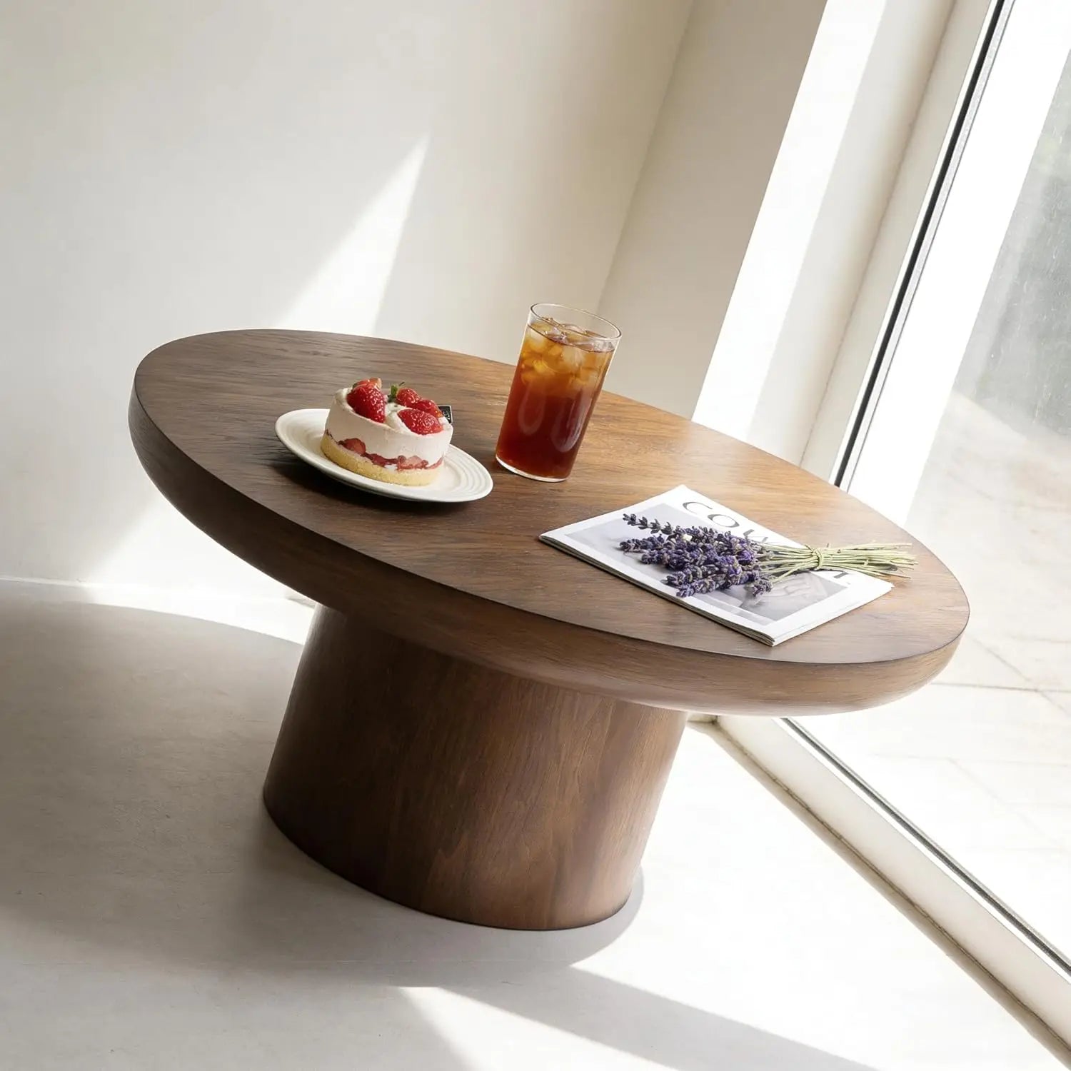 35.98'' Wood Pedestal Coffee Table