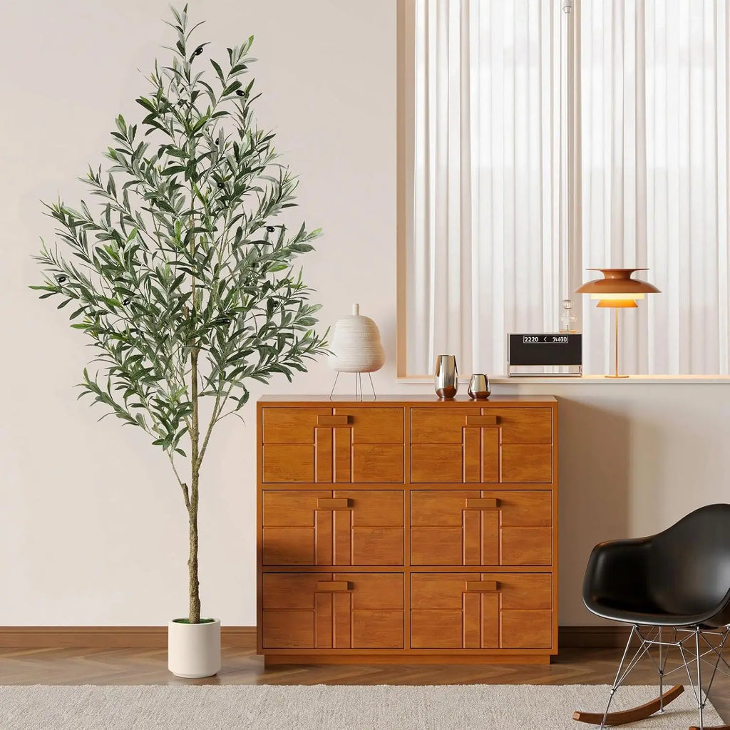 6FT Artificial Olive Tree with Lifelike Trunk and Fruits,