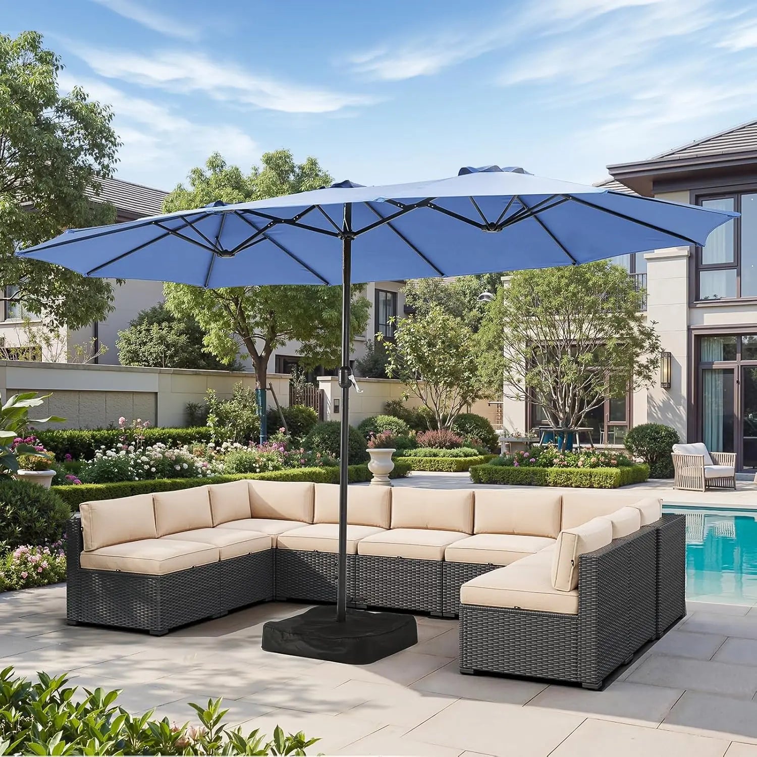 15ft Patio Umbrella with Base Included