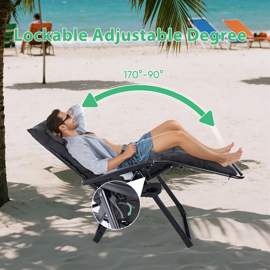 JHK Zero Gravity Recliner Camping Patio Lounge Chair