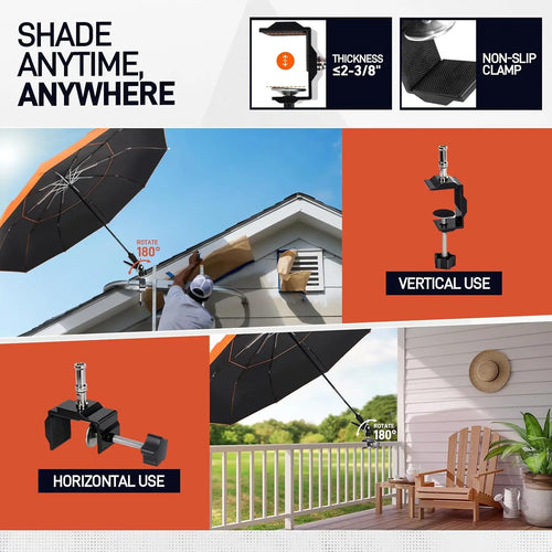60" Folding Magnetic Umbrella for Outdoor Work, 600lb Suction HVAC Umbrella with Adjustable Sun & Rain Protection