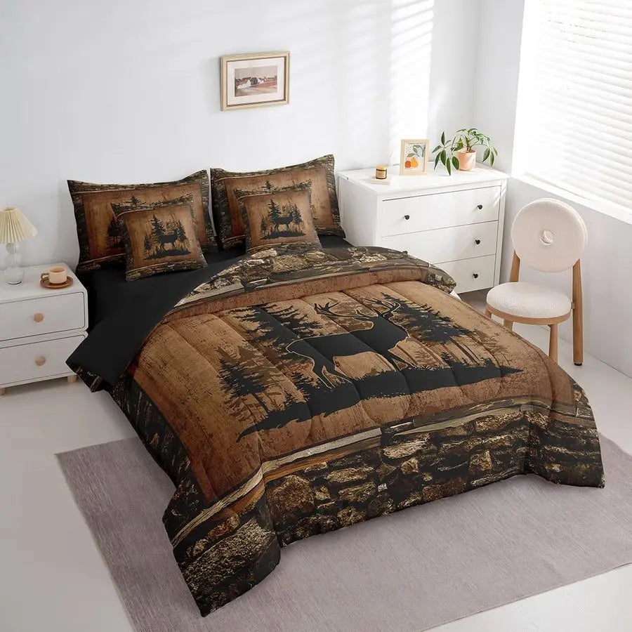 Deer Comforter Set with Sheets Queen Size