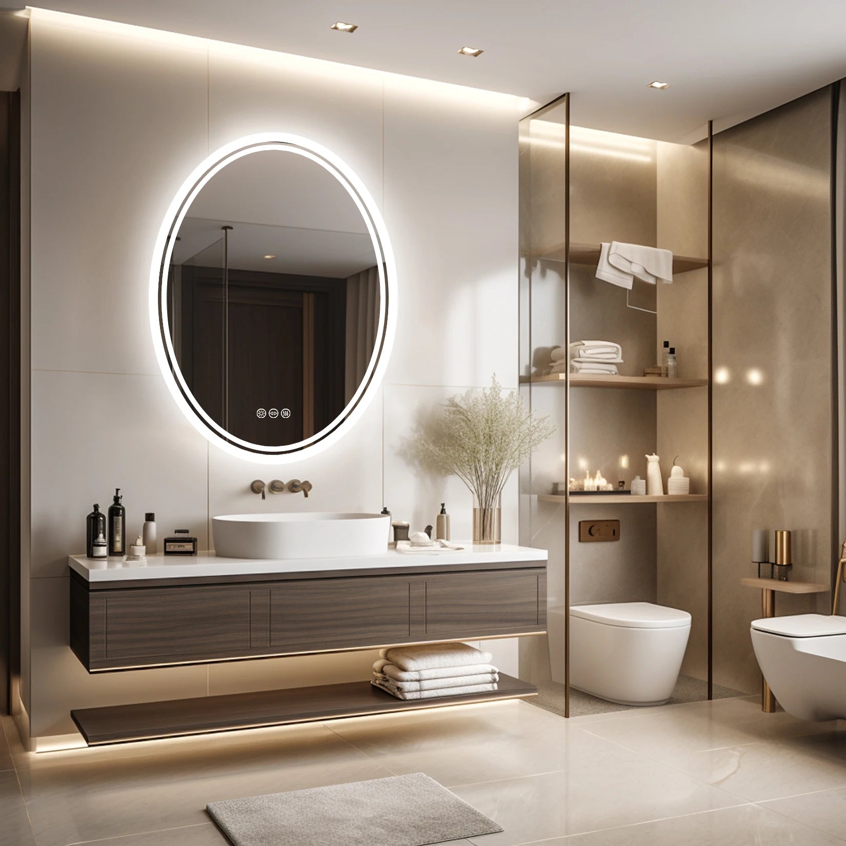 LED Bathroom Mirror Backlit Round