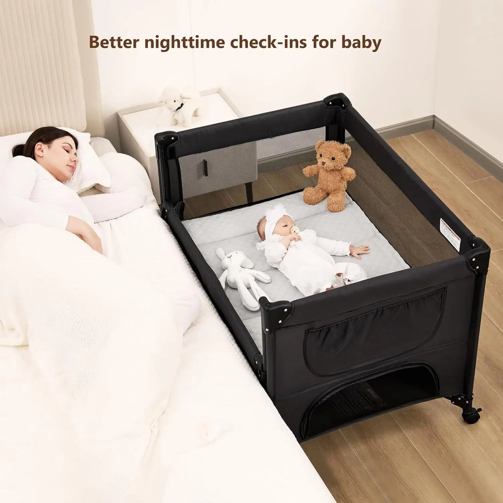 Portable Baby Bassinet Bedside Crib with Mattress