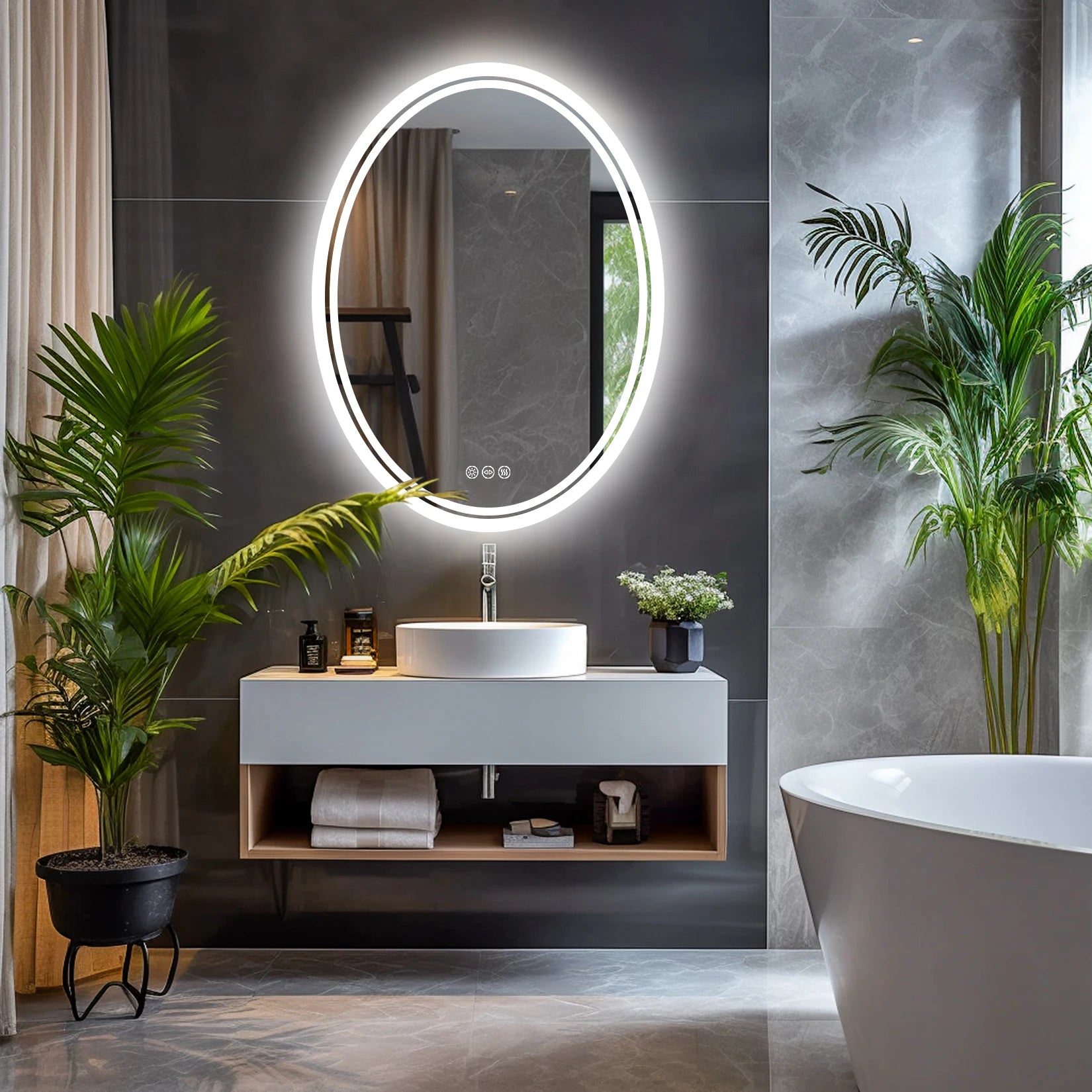 LED Bathroom Mirror Backlit Round