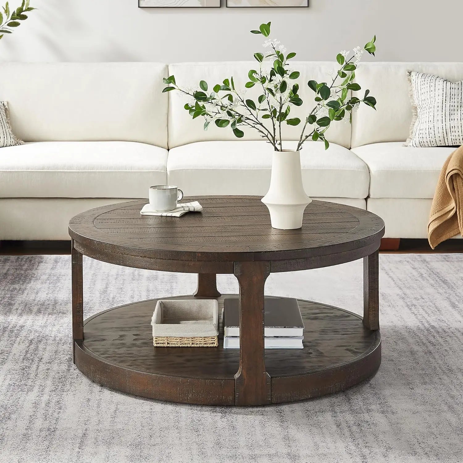 35.98'' Wood Pedestal Coffee Table