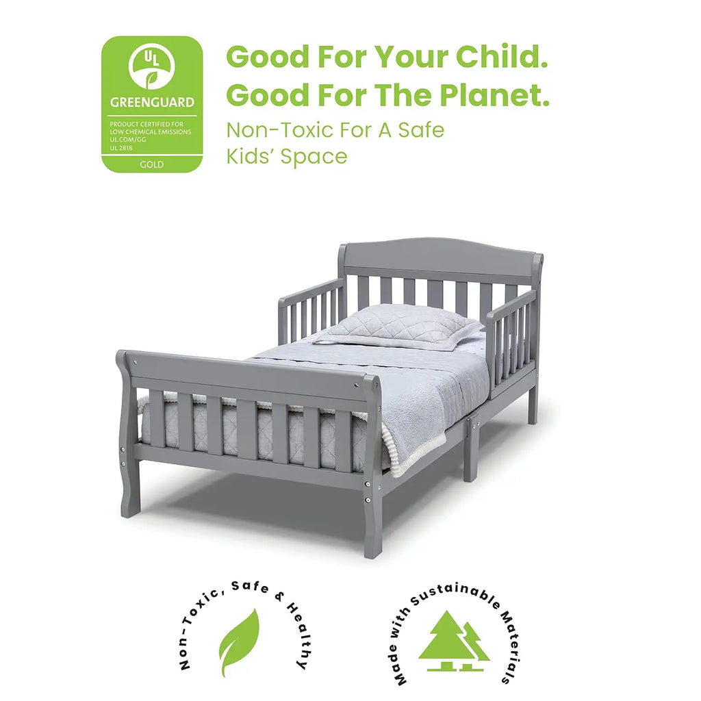 Greenguard Gold Certified Toddler Bed with Full Crib Mattress Fit, Sturdy Wood Construction