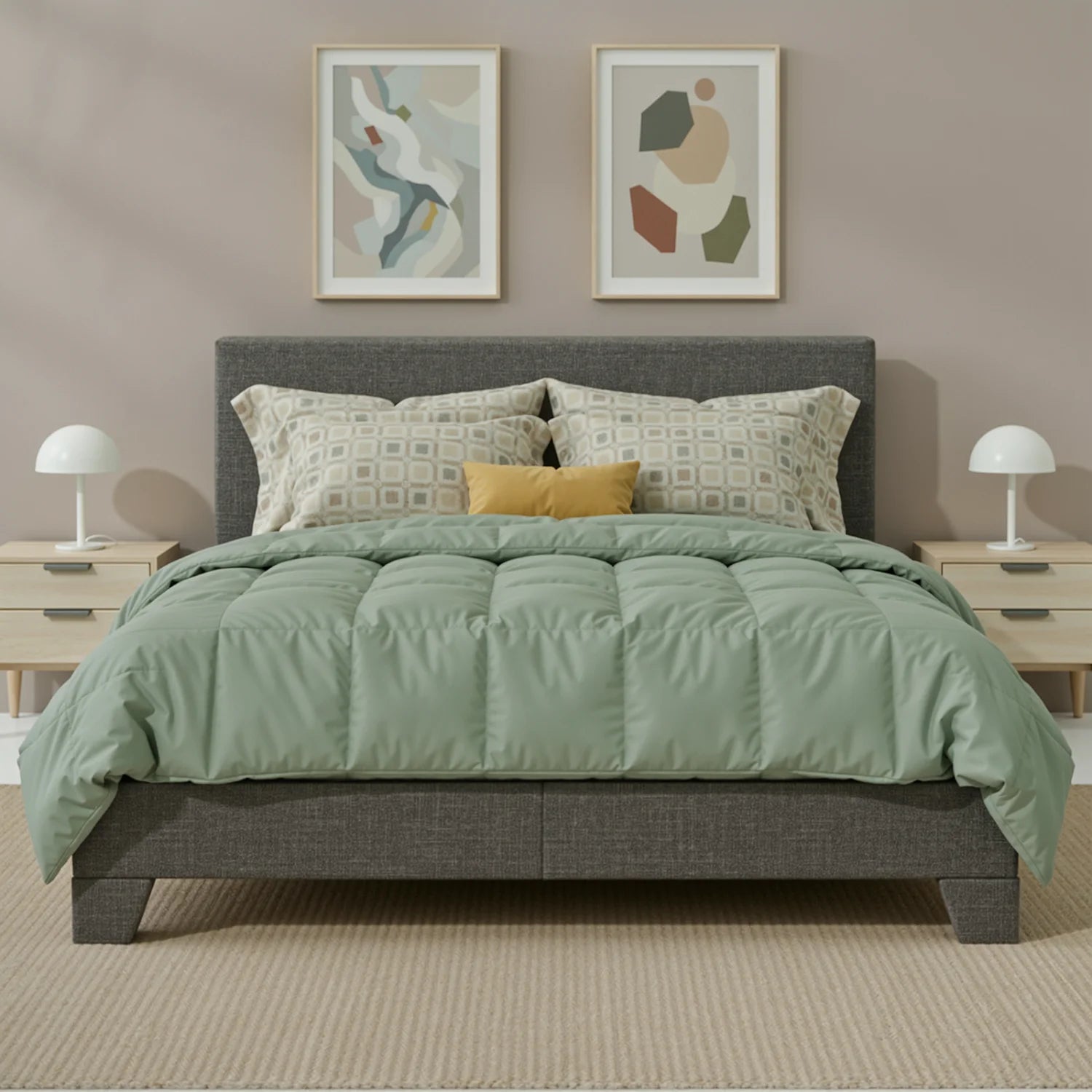 HOOMIC Full/Queen/King Upholstered Bed Frame with Adjustable Linen Headboard