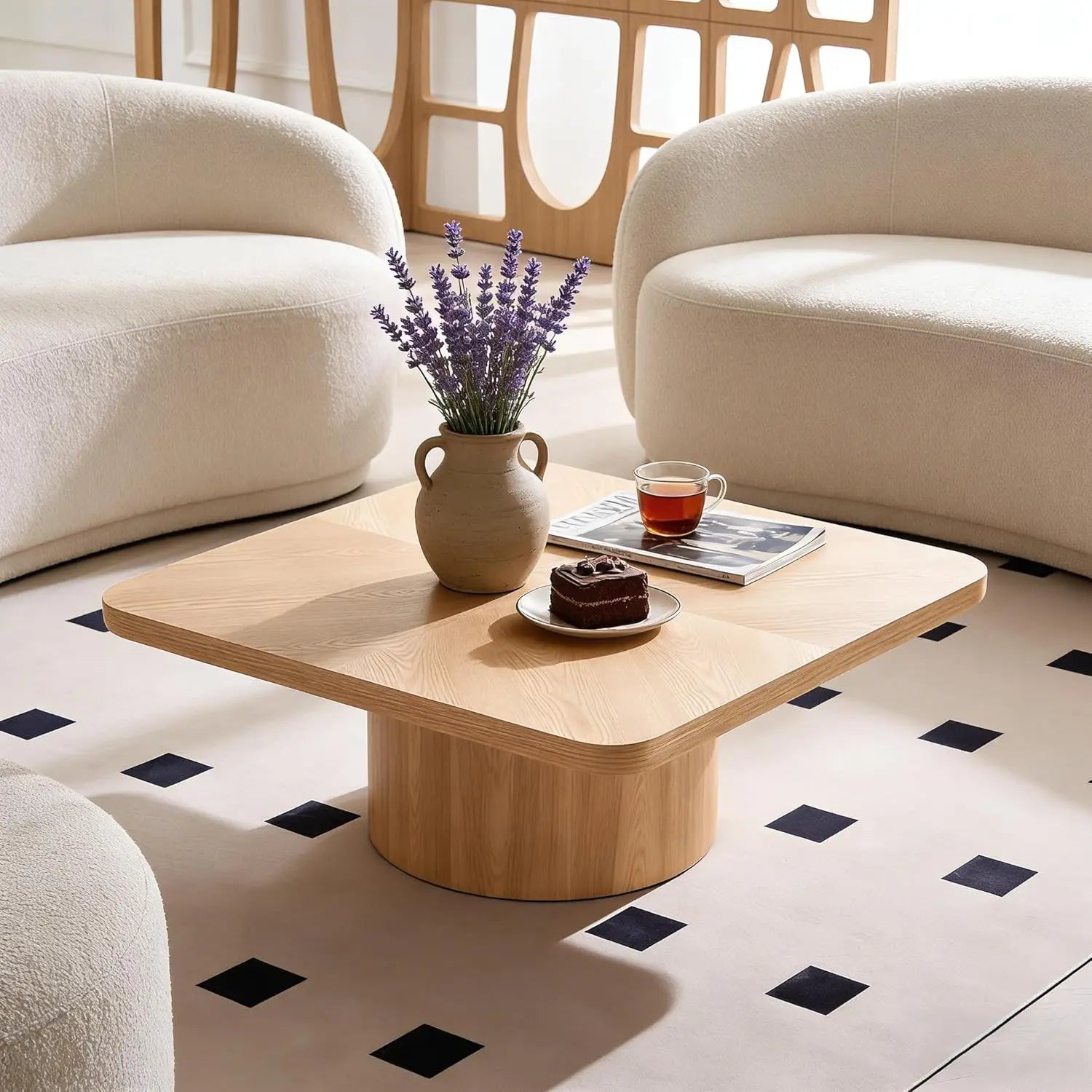 35.98'' Wood Pedestal Coffee Table