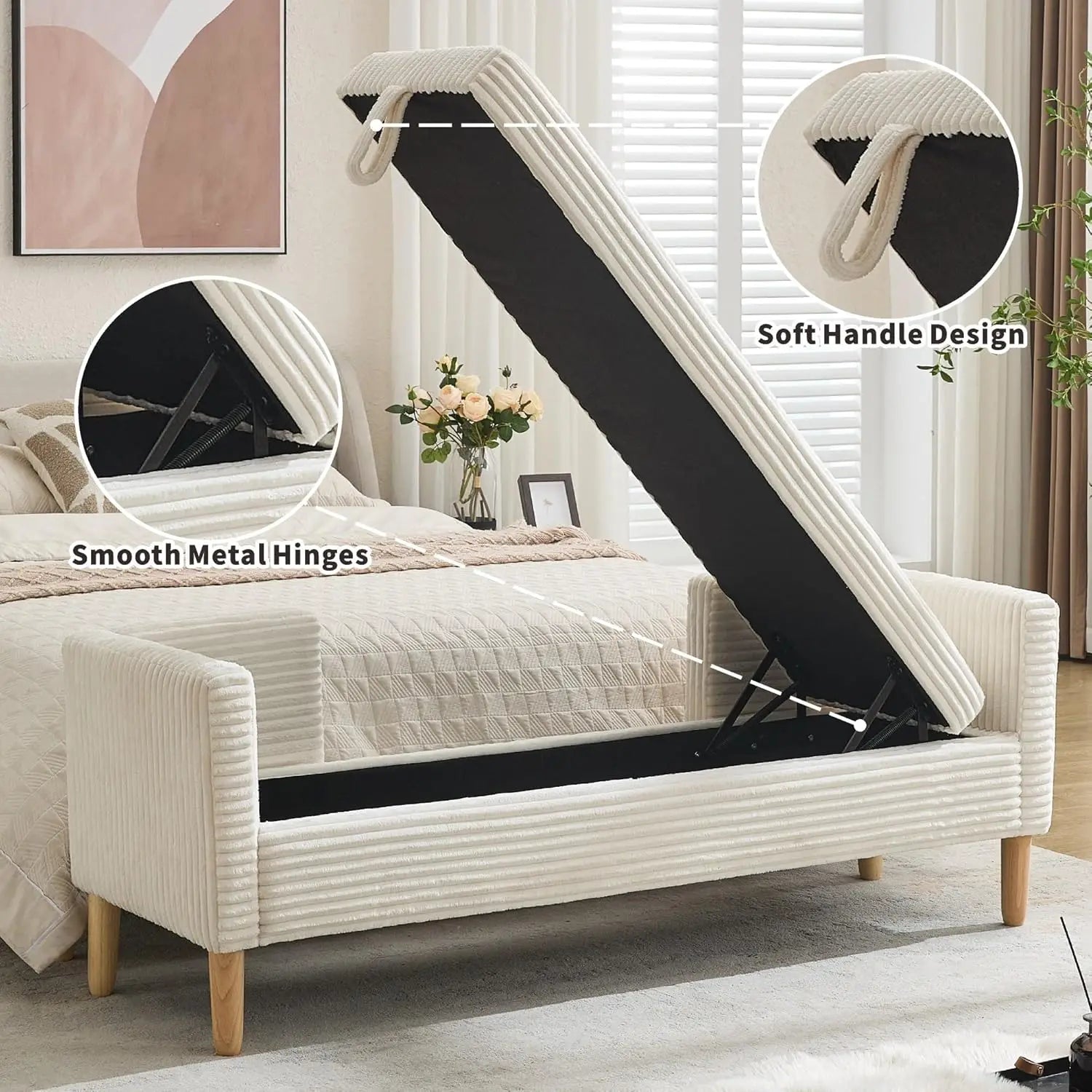 65.35" W Ottoman with Storage Bench