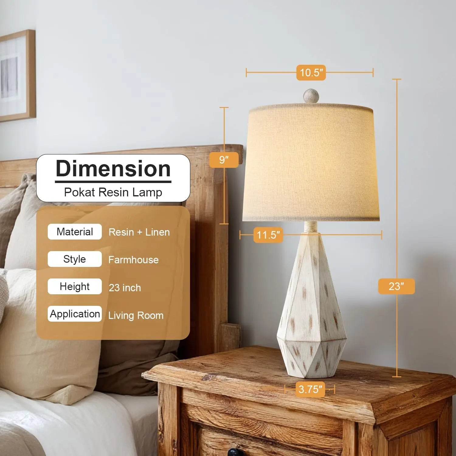 Set of 2 Beige Rustic Farmhouse Table Lamps